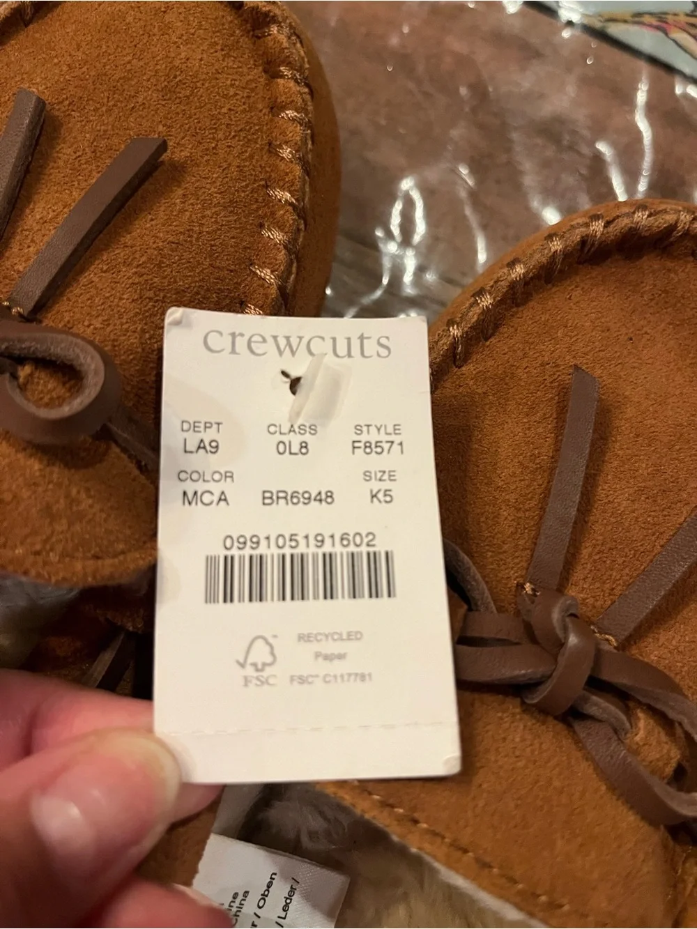 Crewcuts Chestnut Brown Faux-Shearling Moccasin Slippers